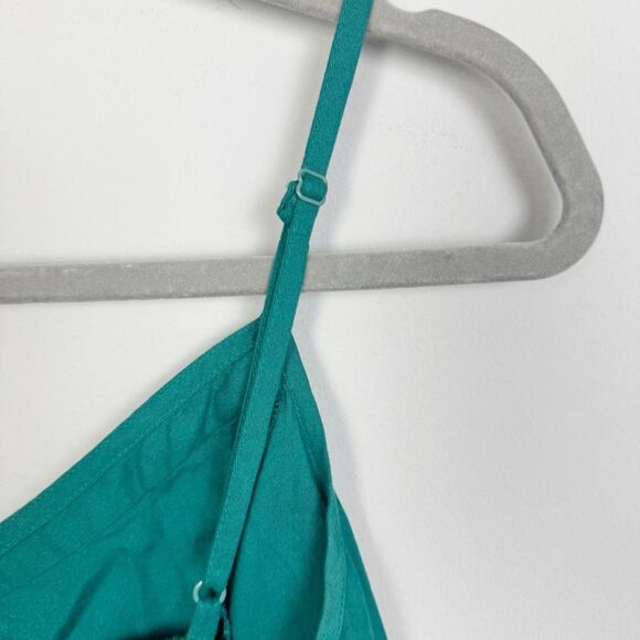 FREE PEOPLE | INTIMATELY Teal Green Crop Top Lace Accents Women’s Size Medium - Picture 9 of 9